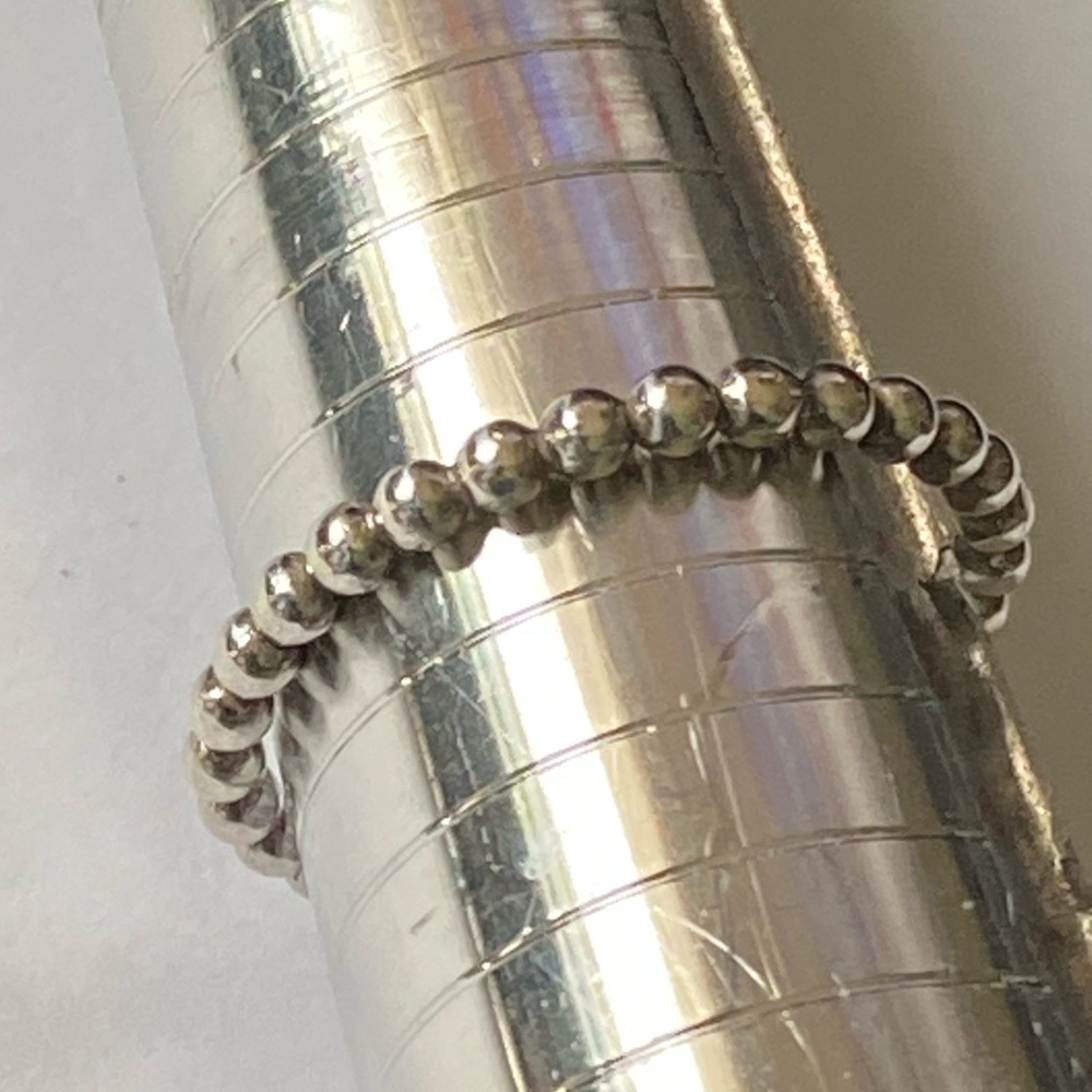 Sterling Silver Solid 925 Bead Ball Thin Ring - image 5